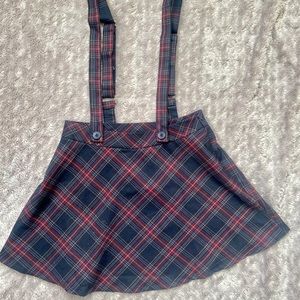 Delia*s Plaid Skirt with Suspenders